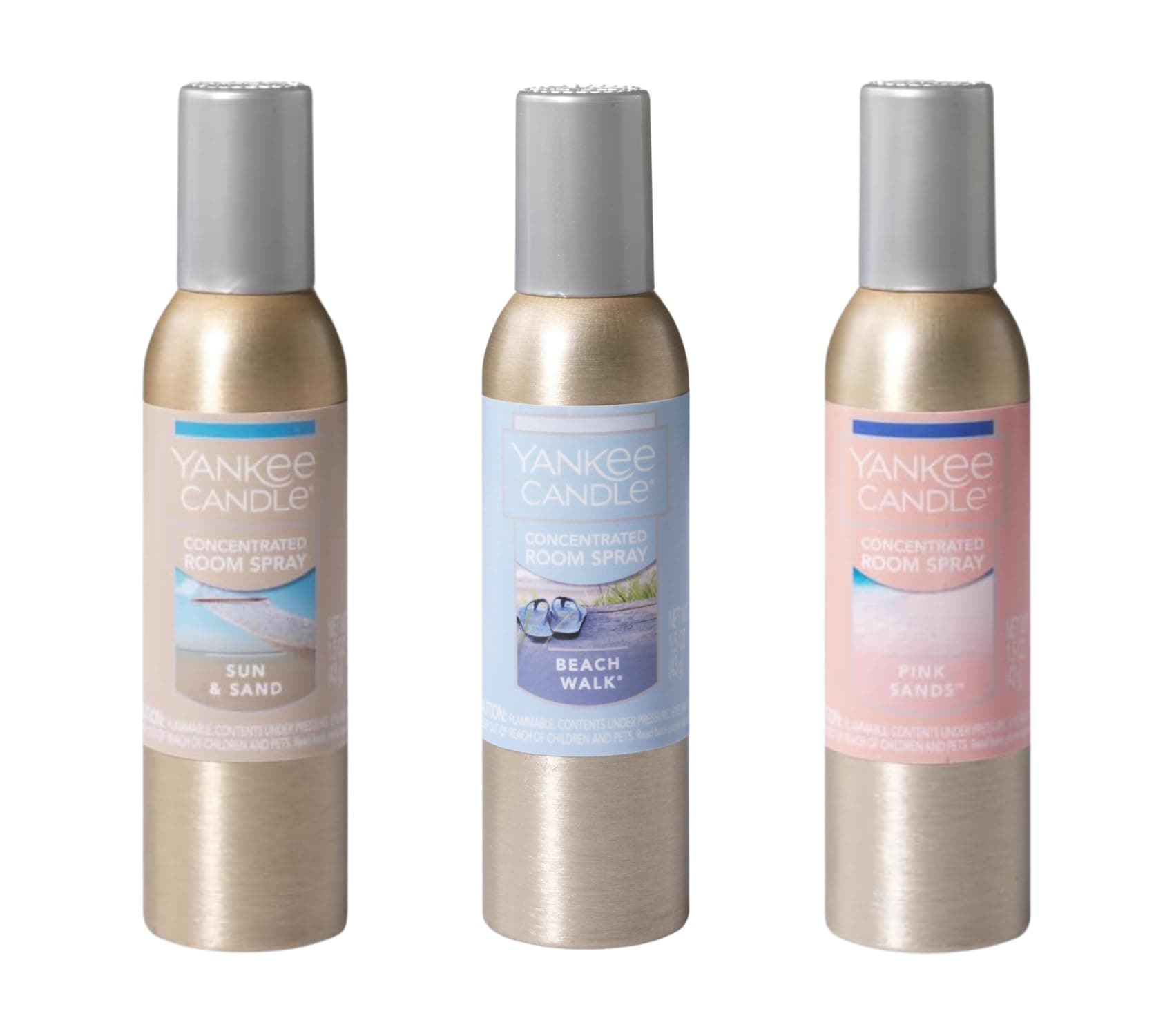 Yankee Candle Summer Favorites 3-Pack Concentrated Room Sprays (Sun and Sand, Pink Sand, Beach Walk)