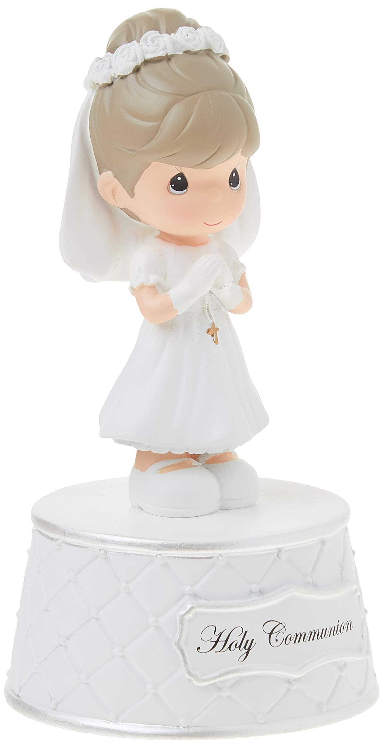 Precious Moments, Holy Communion Music Box, Plays: The Lord’s Prayer, Resin, For Girl, 153502, White