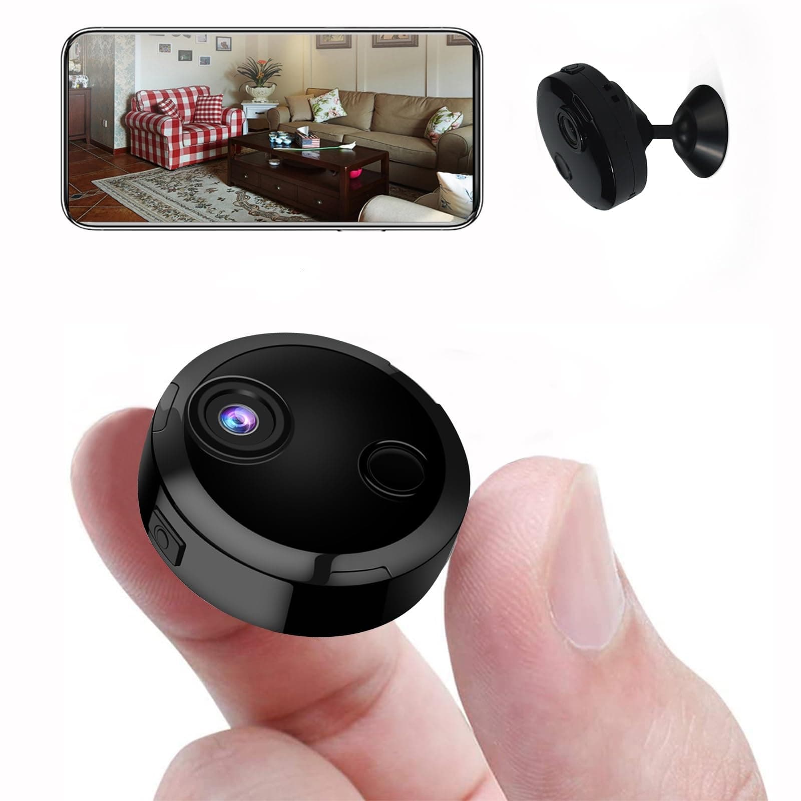 OUCAM Mini WiFi Spy Camera 1080P Video Recording Live Feed, Wireless Hidden Spy Cam Nanny Camera/Auto Night Vision/No Light Night Vision/Motion Activated Alarm(2023 New Upgraded Phone APP)11