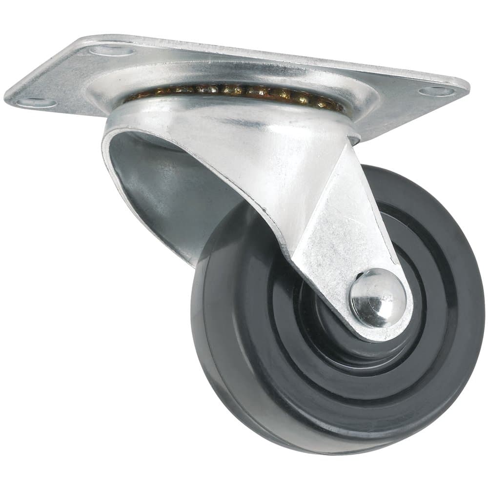Titan Casters by Waxman 4323399N Heavy Duty Rubber Caster Wheel With Swiveling Top Plate-175 Lb. Load Capacity, 2-1/2", Chrome
