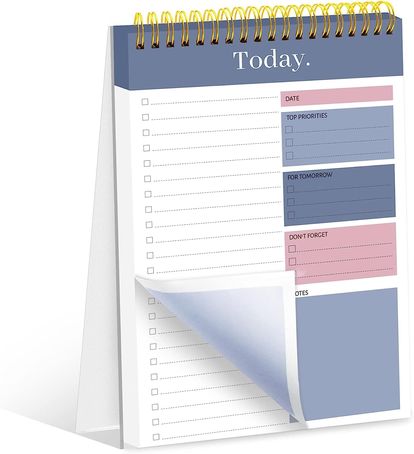 To Do List Notepad - Daily Planner Notepad, 6.5" x 9.8" Double-sided Spiral Checklist Notebook Organizer with Today's Goals, Daily To Do List Planner (Dark Blue)