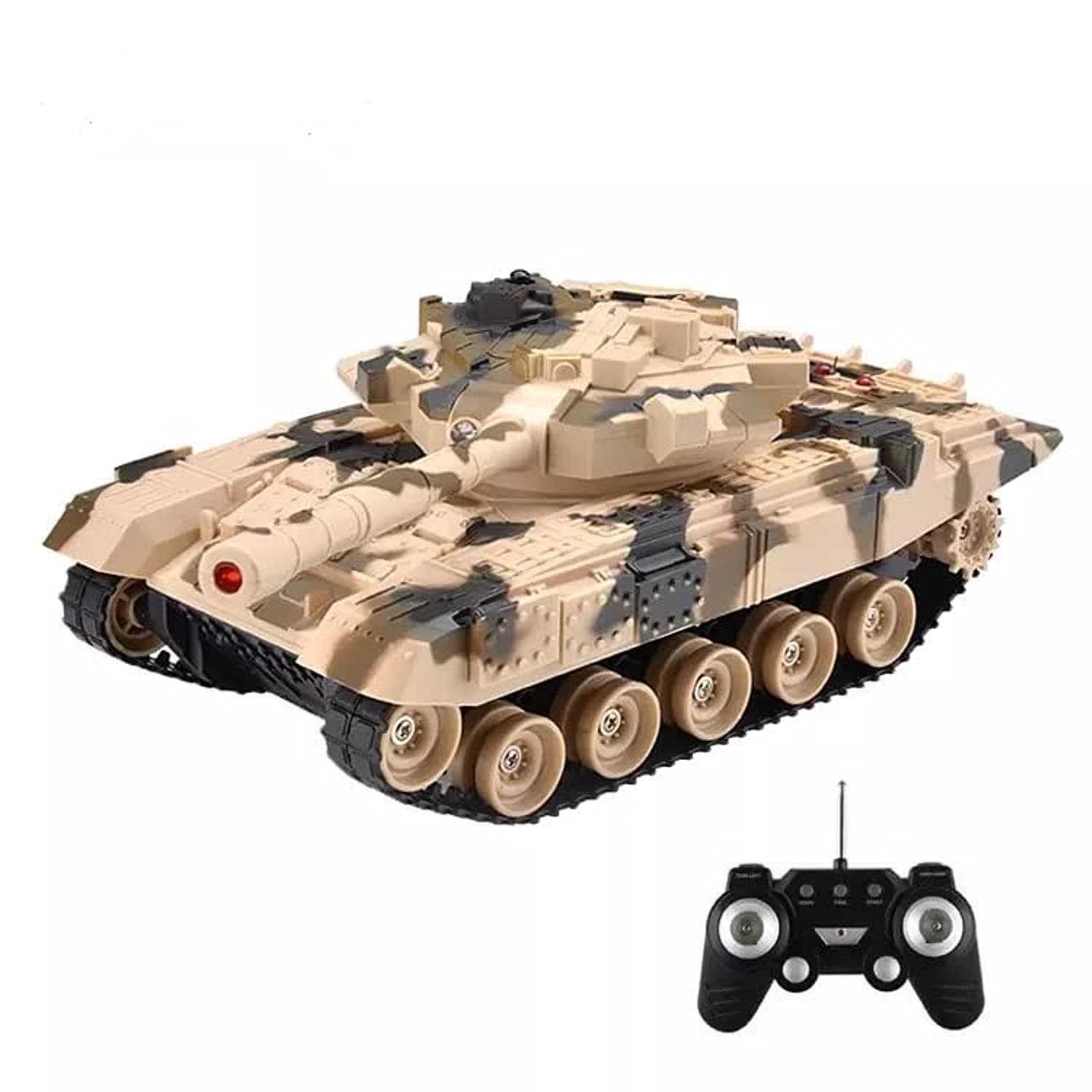 Baybee 1:32 Rechargeable Remote Control Battle Tank Toy for Kids, RC Tanks with 2.4G Remote & 360° Turret Rotation | RC Military Cannon Vehicle Tank Toys for Kids Adults 3 4 5+Years Boys Girls