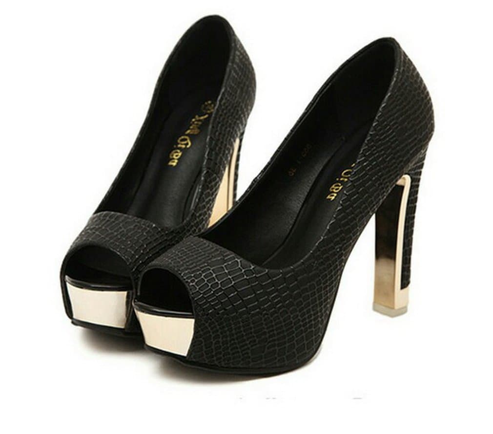 Good$ Day Shoes High Heels for Women, shoes wedding. (8, Black)
