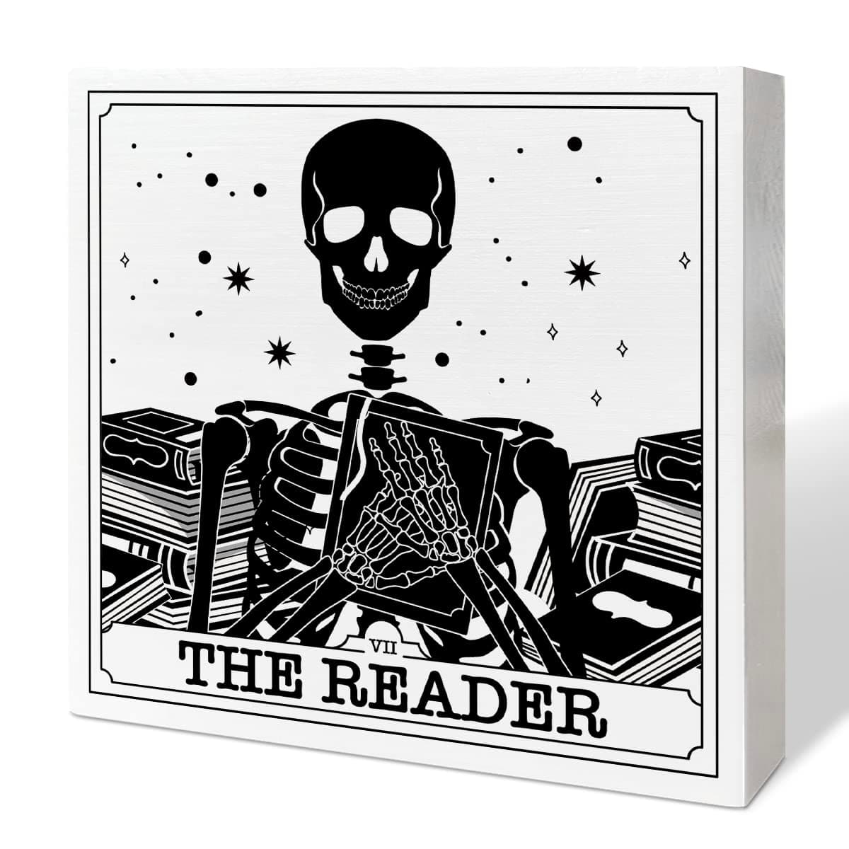 Book Lover Desk Decor Wooden Box Sign, The Reader, Book Worm Nerd Decor for Home Bedroom Office Bookish Book Reader Librarian Decoration Book Lover Gifts for Women Men Teen Girls