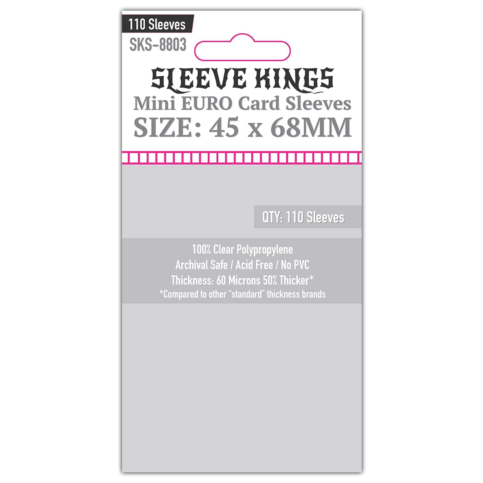 Sleeve Kings Mini Euro Card Sleeves (45x68mm) - 110 Pack, 60 Microns