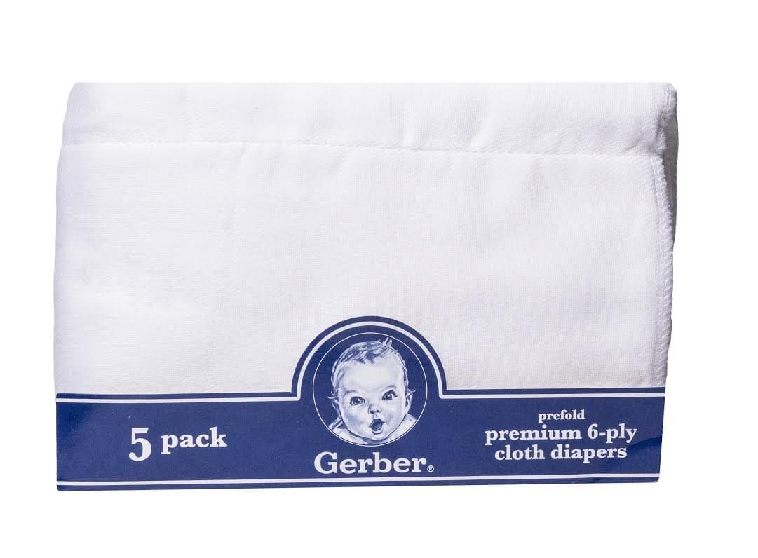 Prefold Premium 6-Ply Cloth Diapers, 5-Pack