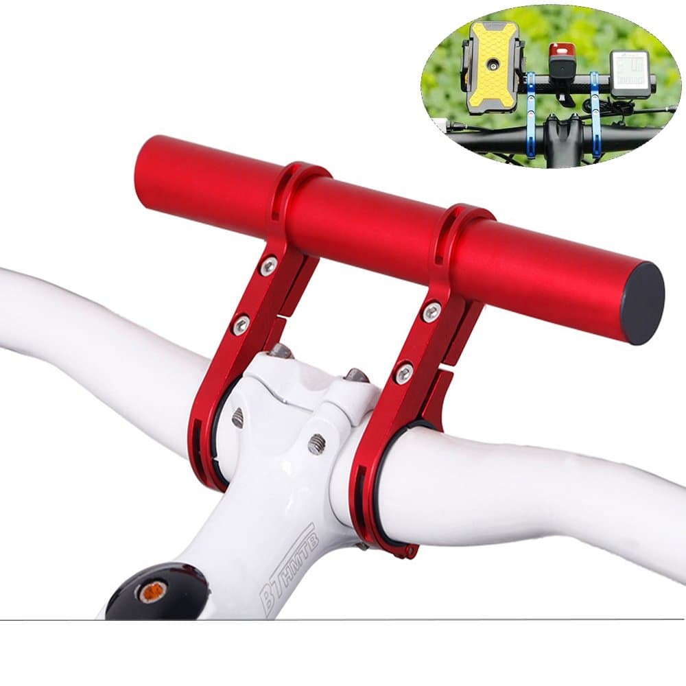 Bike Handlebar Extender, Homeet 20CM Bicycle Extender Tube Holder Mount in Aluminum Alloy for Installation of Light/ Lampe/ Speedometer/ Bell / GoPro/ Smartphone Holder 【RED Aluminium】