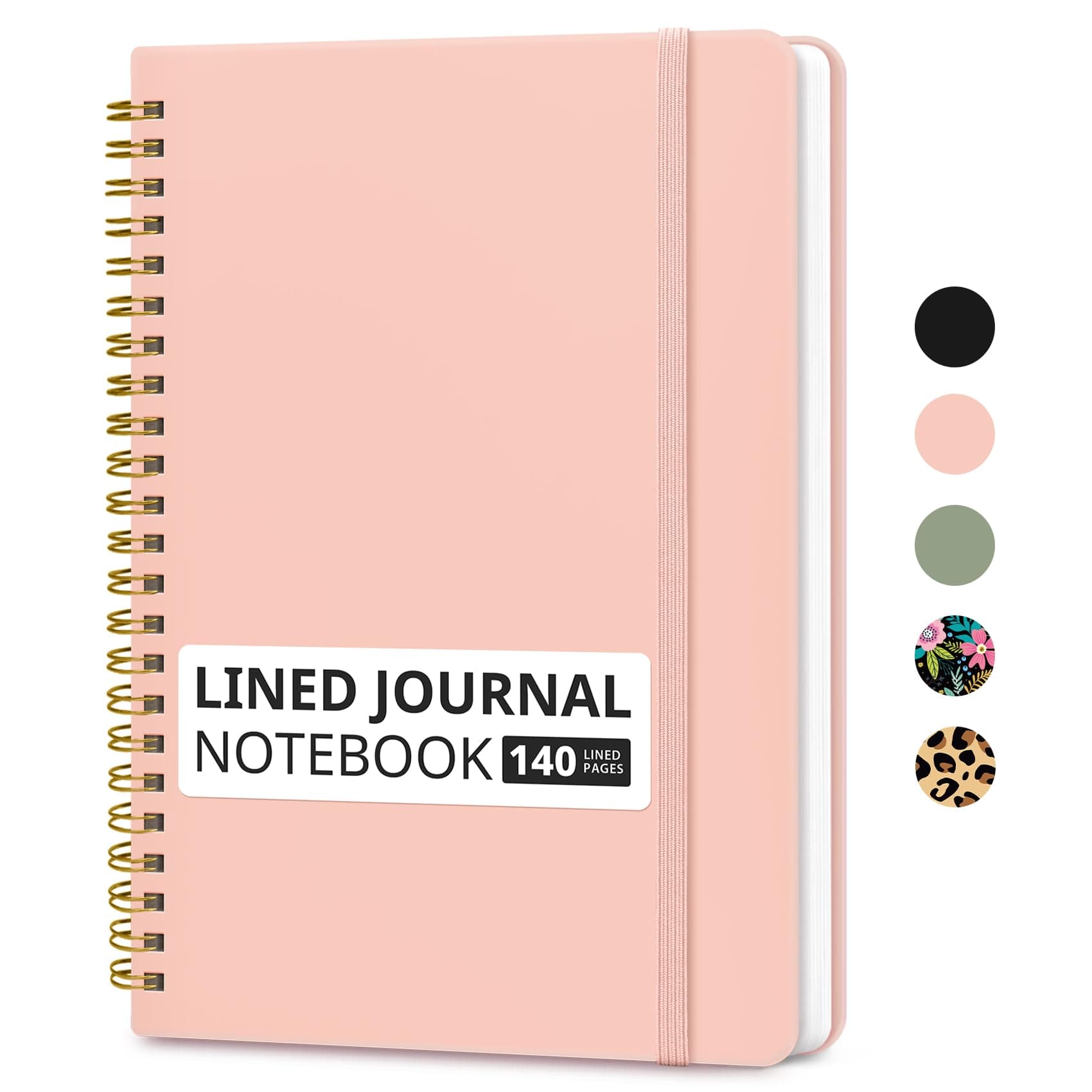 Taja Lined Spiral Journal Notebook for Women & Men, 140 Pages, College Ruled Hardcover Notebook for Work & Note Taking, Journals for Writing, A5(5.7" x 7.9") - Pink