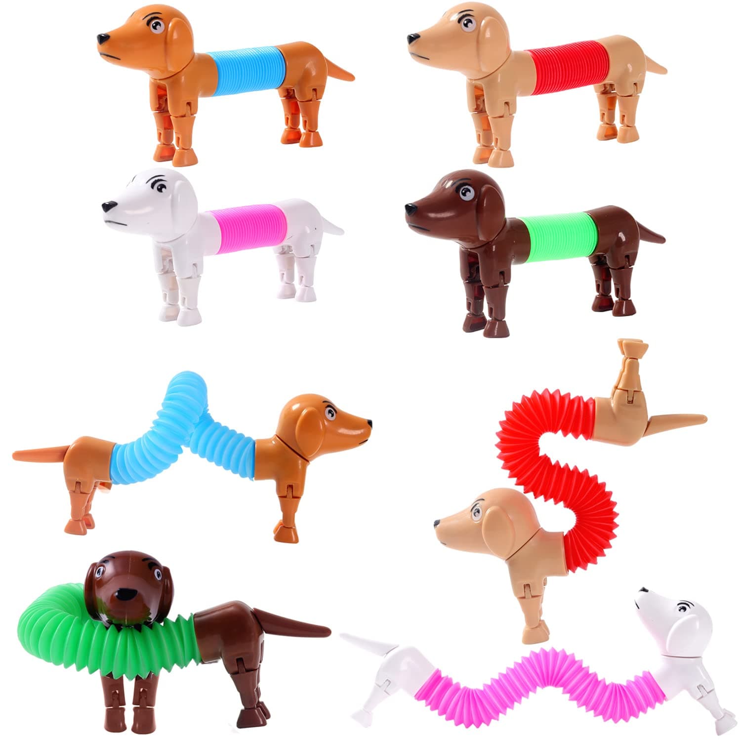 Limpskys Dog pop Tubes,Toy Dog,Animal pop Tubes,Robot Dog,Fidget Toys for Kids,Sensory Toys for Kids 5-7,Dog Party Favors,Small Toys,Dog Toys for Kids,Sensory Tubes,Autism Sensory Products(4 Pack Dog)