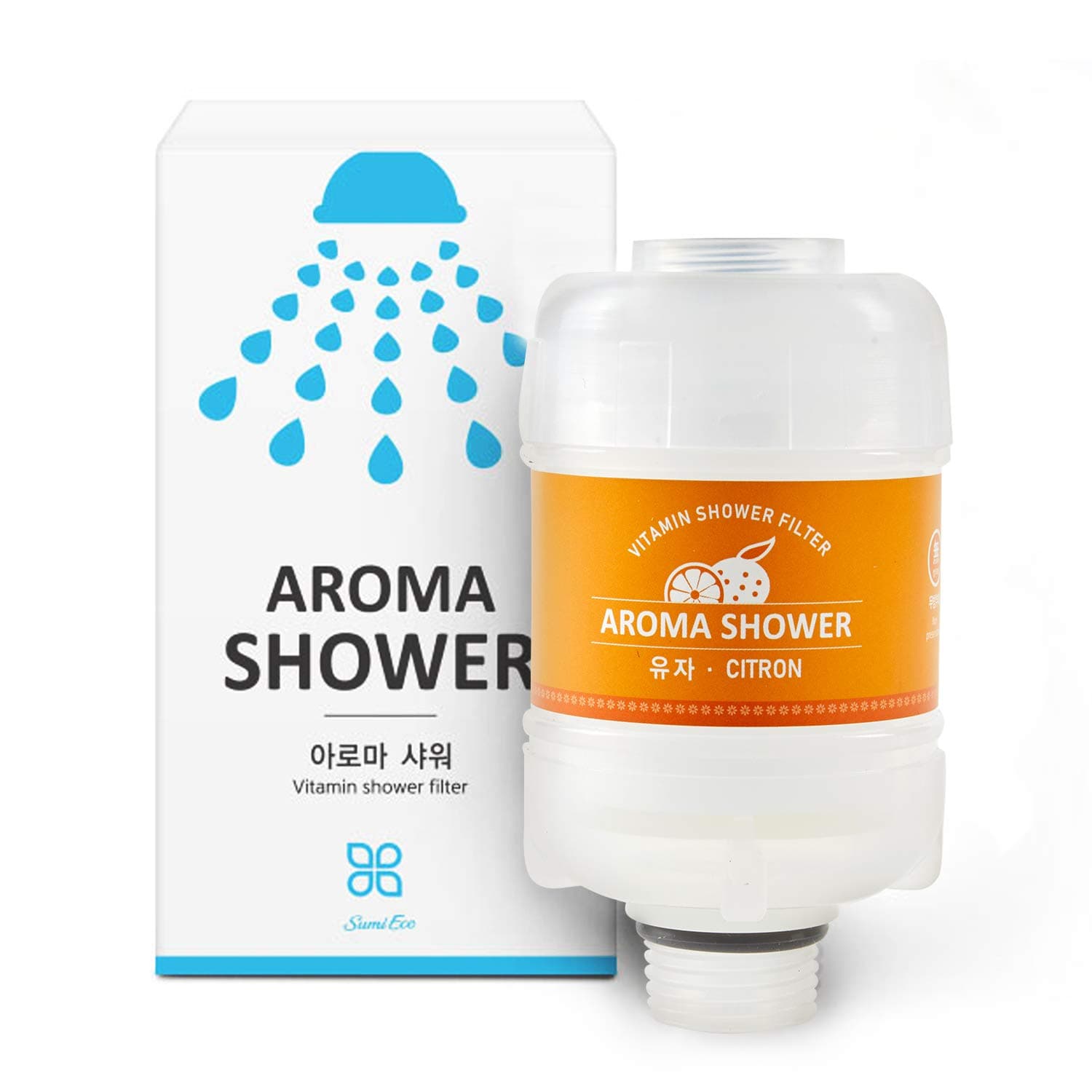 OKIEOKIE Shower Water Filter Vitamin - Reduces Dry Itchy Skin, Dandruff, Eczema, Moisturizing Skin, Hair and Nails, Removes Chlorine, Lead, Impurities and Hard Water – Shower Filter (2. Jeju Citron)