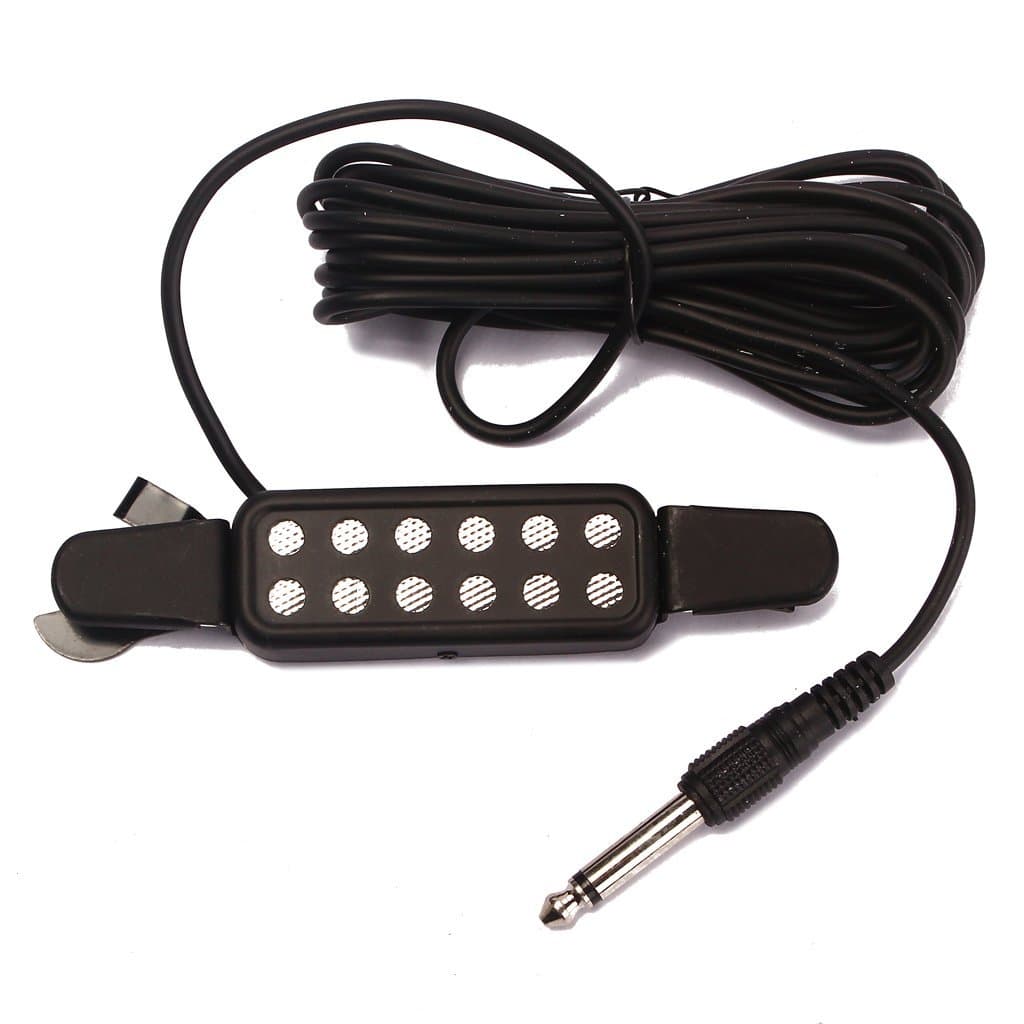 BOOMBOX - Clip-on Acoustic Electric Guitar Pickup Audio Transducer Amplifier 12 Hole 1/4" Connector Cable
