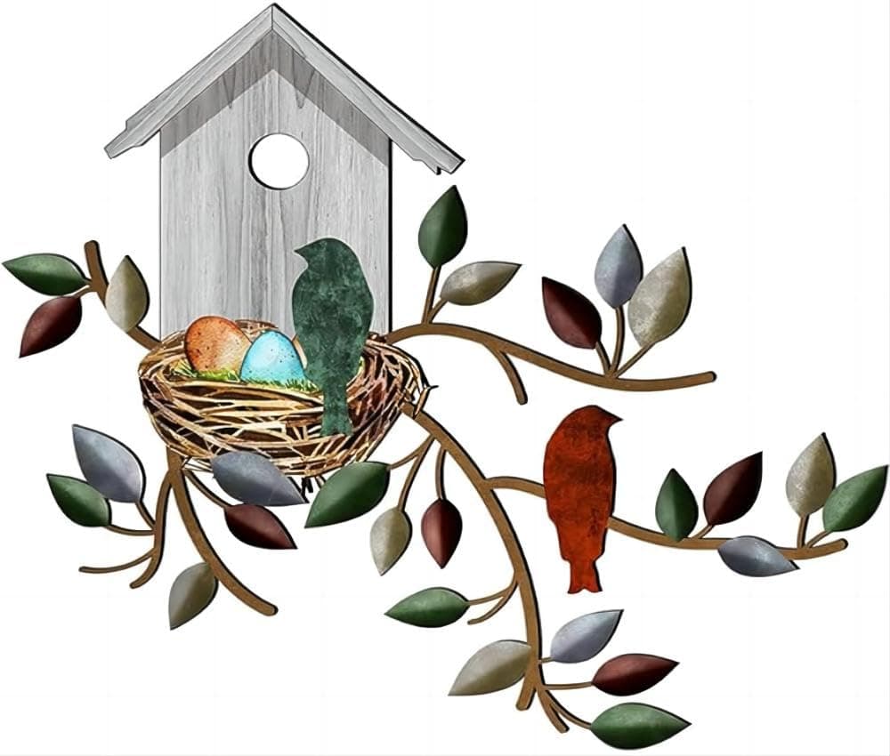 Birds Metal Wall Art, Metal Birds Wall Decor Outdoor Bird Wall Art Hanging Me...