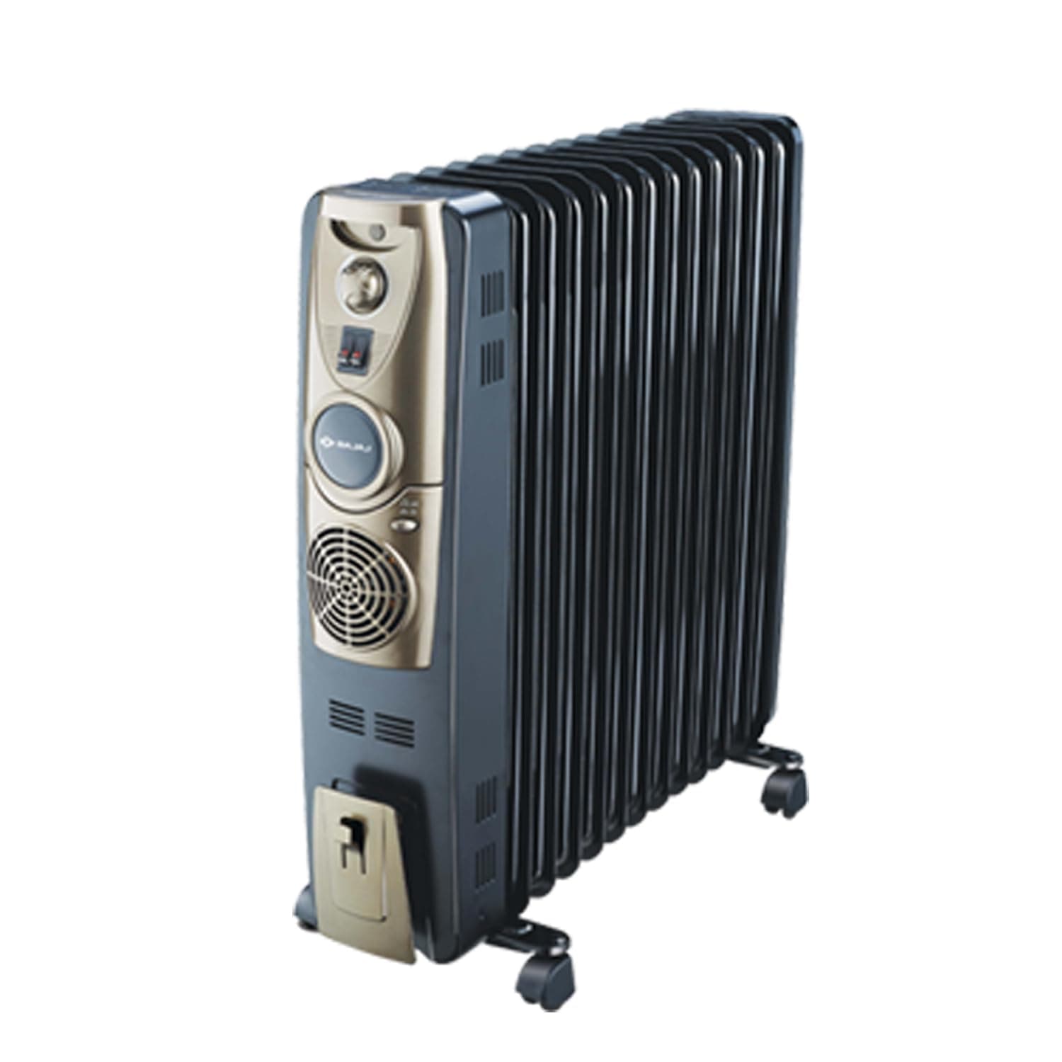 Majesty RH 13F Plus 2500 Watts 13 Fins Oil Filled Room Heater | ISI Approved | DuraProtek | Temperature Control | Auto Thermal Cut-Out | 2 Yr Warranty 【Black/Golden】