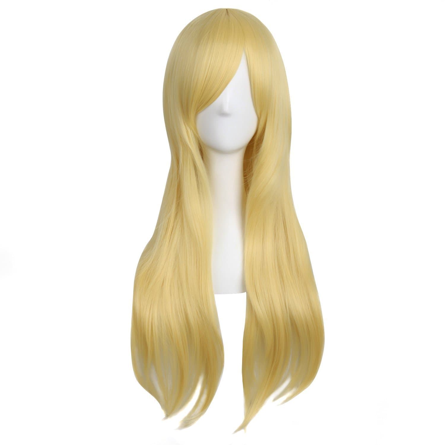 28"/70cm Women Side Bangs Long Curly Hair Cosplay Wig(Gold)