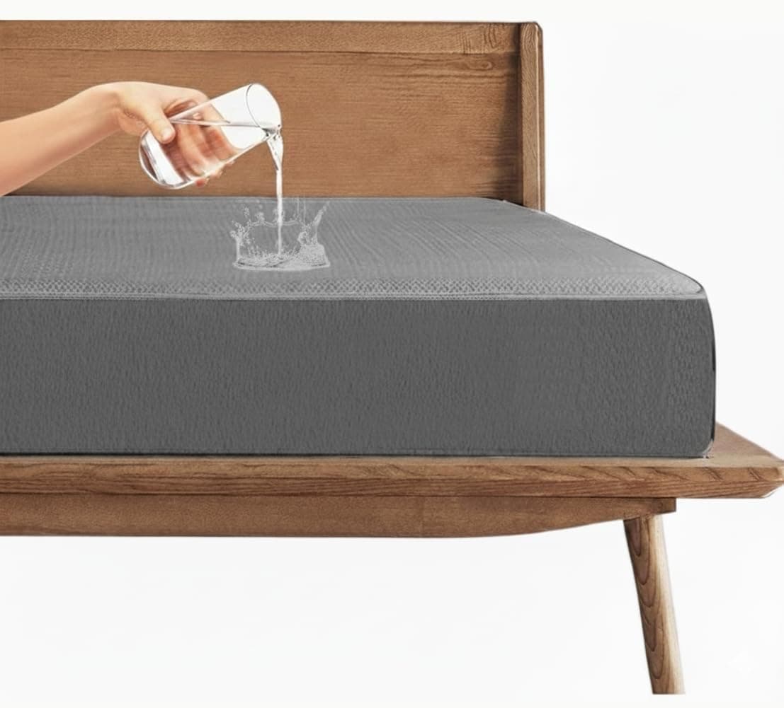 Trance 100% Waterproof Premium Cotton Feel Mattress Protector King Size 78x72 Inches | Breathable and Hypoallergenic Ultra Soft Fitted Bed Protector Cover (78"x72" King, Grey)