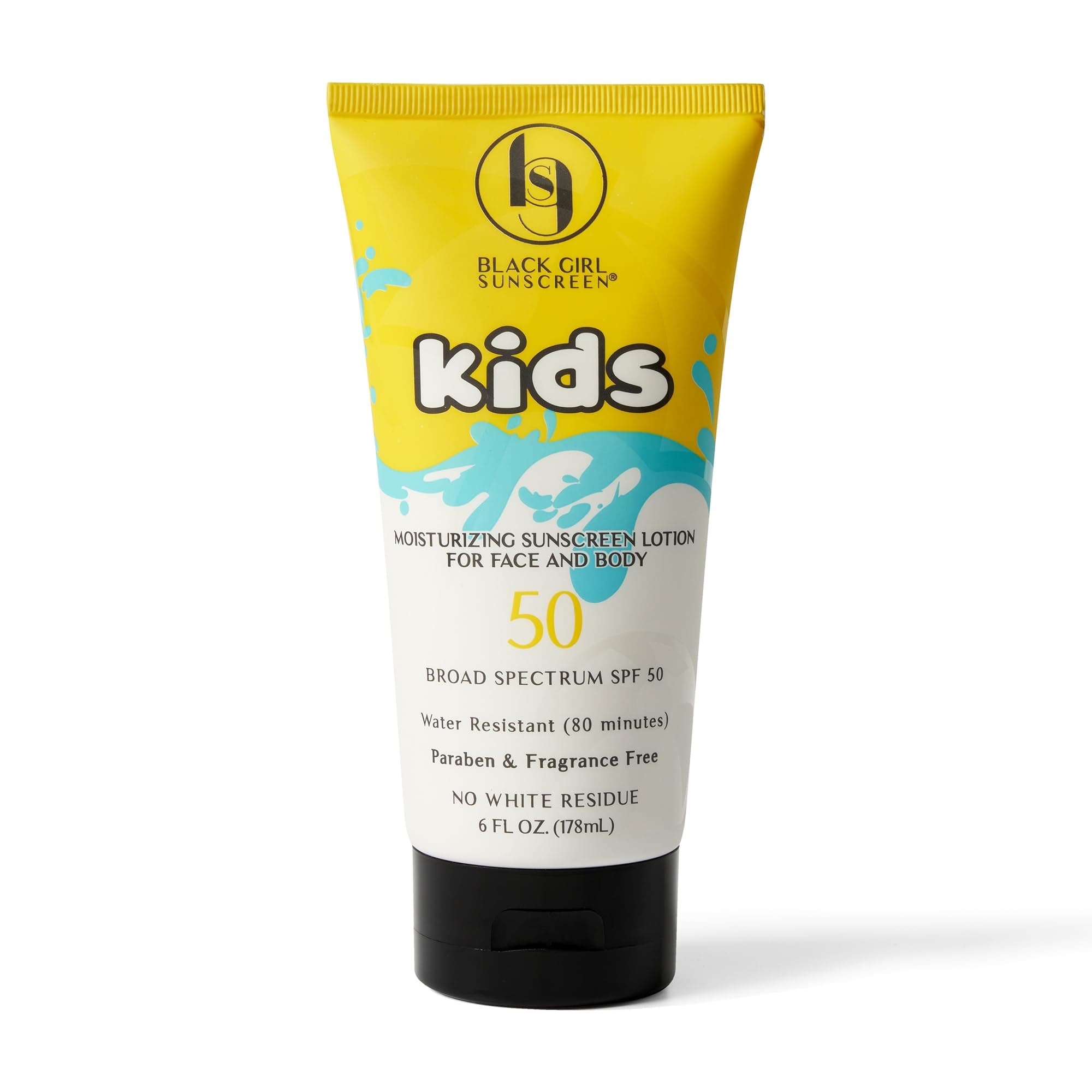 Black Girl Sunscreen Kids SPF 50 Lotion for Face & Body- Sun Protection for Skin, Kids Sunscreen, Water Resistant for 80 Minutes, Ideal for Beach & Travel, No White Cast for Melanin Rich Skin- 6 fl oz