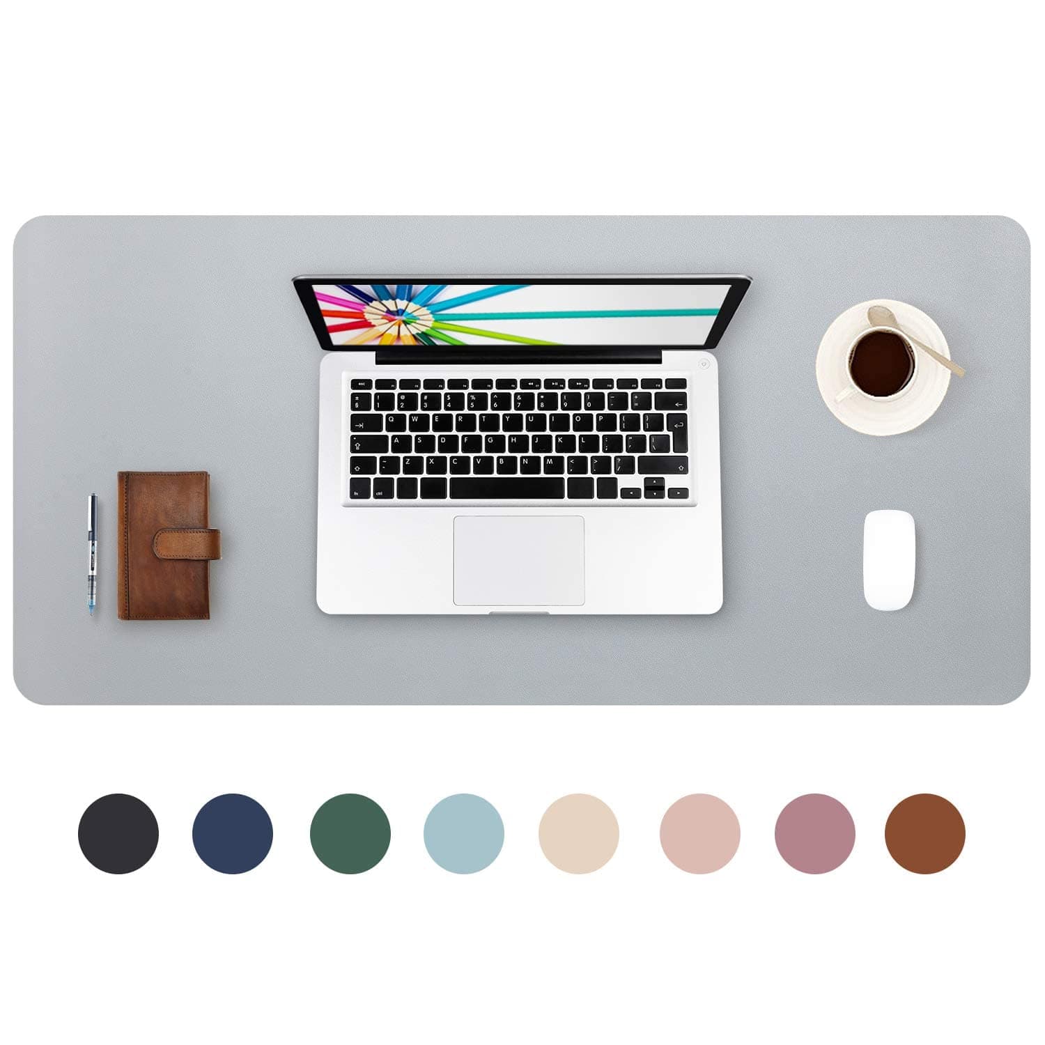 Mouse Pad Extended Mouse Mat X-Large Desk Pad Large Desk Blotter Writing Pad for Laptop/Office/Home, PU Leather Waterproof +Suede Non-Slip 31.5'' X 15.7'' (Gray)