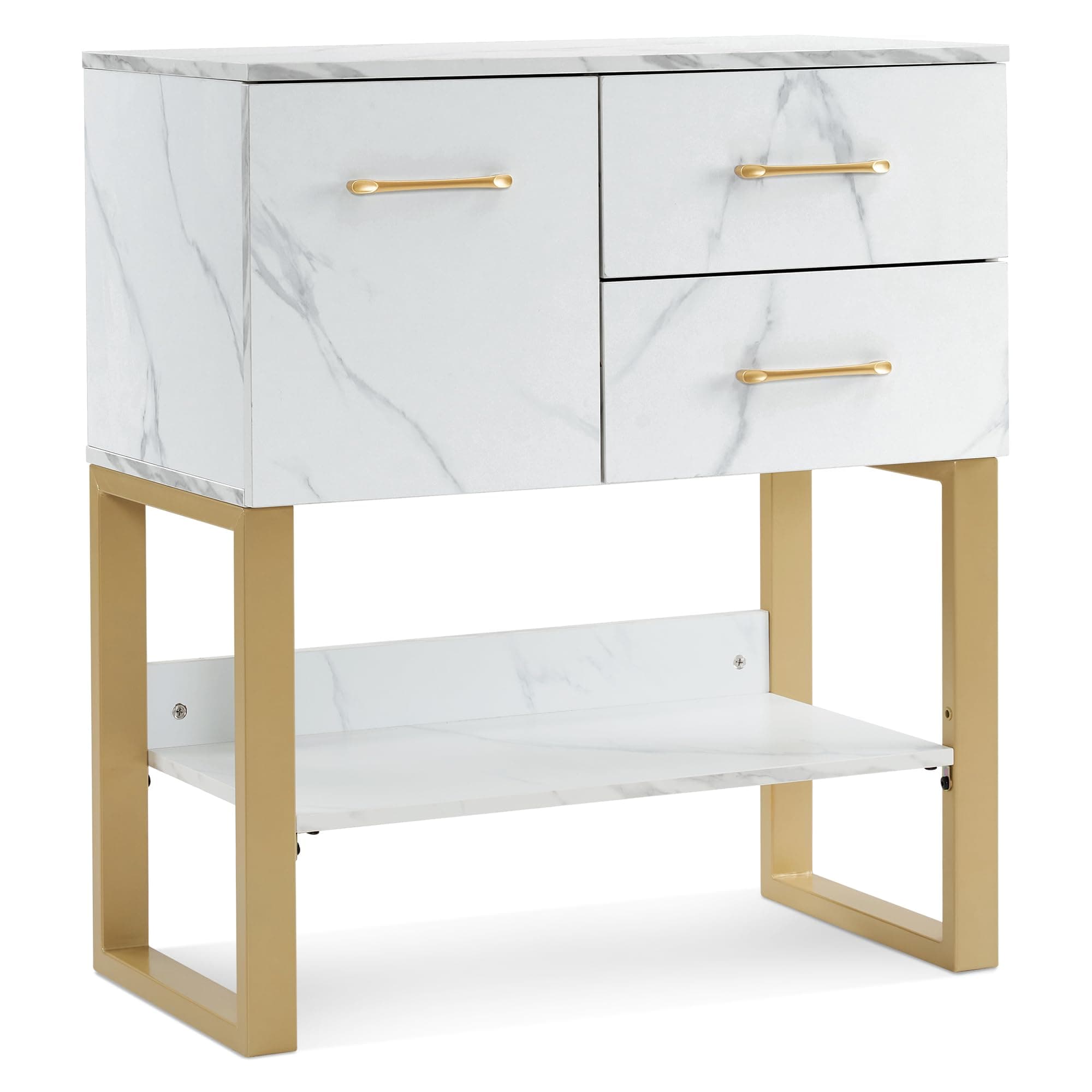 BarberPub Beauty Barber Station, Spa Wall Mount Storage Cabinet, Styling Salon Equipment for Hair Stylist, Bathroom Dresser with Drawers & Shelf 3185 (White)