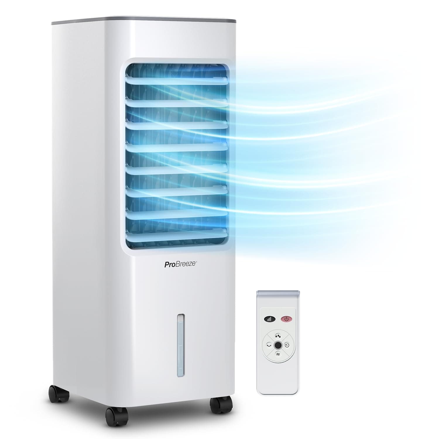 Pro Breeze 4-in-1 Evaporative Air Cooler with 5L Capacity, Remote Control, 3 Fan Speeds, LED Display, 70cm Tall Powerful Portable Air Cooler with Built-in 7h Timer & Automatic Oscillation