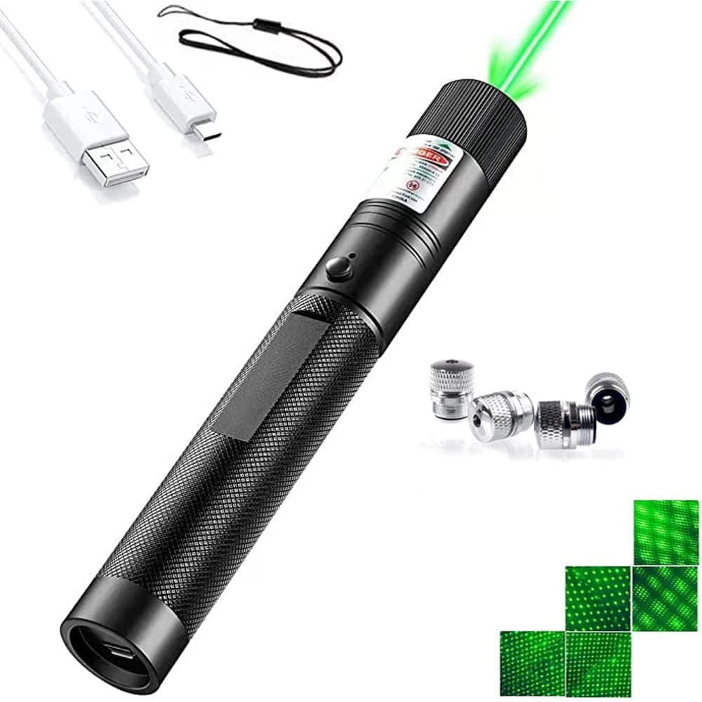 Green Light Flashlight with USB Cable for Night Outdoor Work Hiking Hunting Fishing