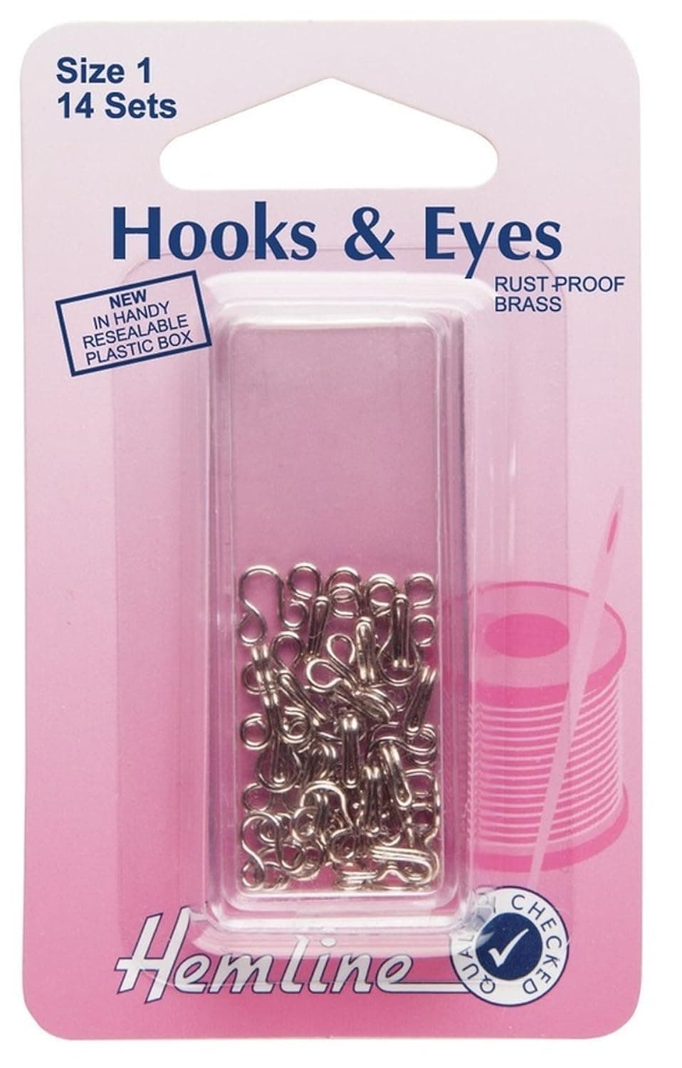 Hemline Hooks and Eyes - Nickel Silver, Size 0, 14 sets