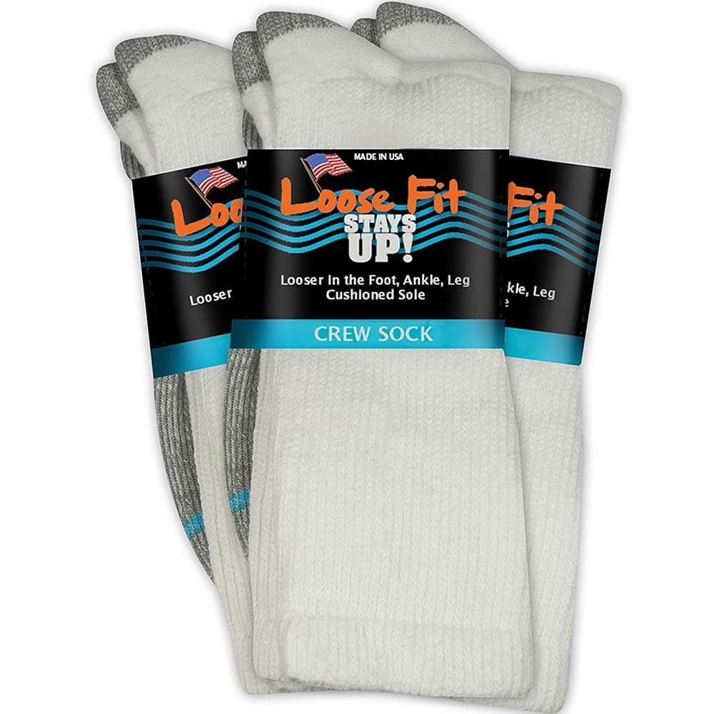 Men's and Women's Casual Crew Socks (Pack of 3) Made in USA! Cushioned Sole
