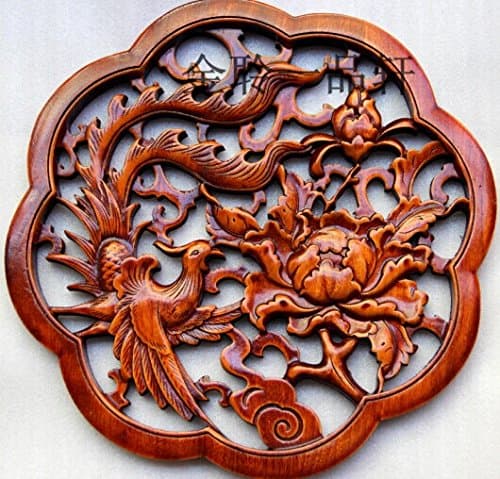 Chinese Art Phoenix Opera Peony Hanging Piece Wall Decoration 28CM