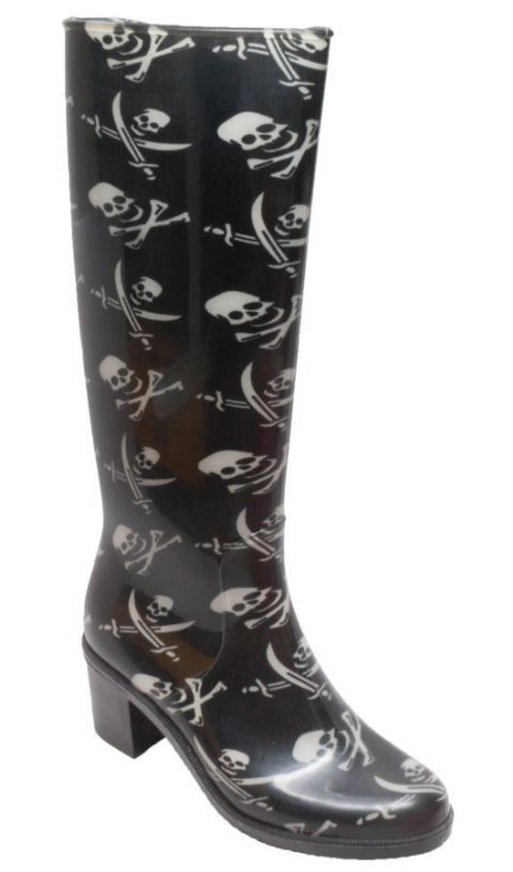 Women 16" 8475 Fashion Rain Boot Black