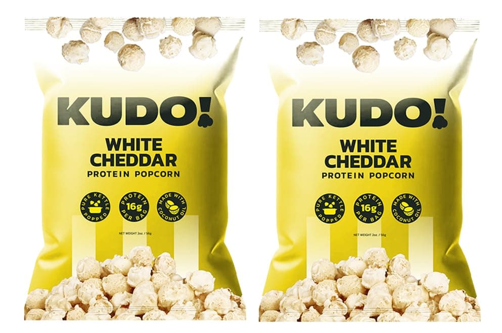 Kudo - White Cheddar - Protein Popcorn - Seed Oil Free, Gourmet Flavor, Aged Cheddar, Mushroom Kernel, 8g Protein, Snack Anytime Anywhere - 2oz