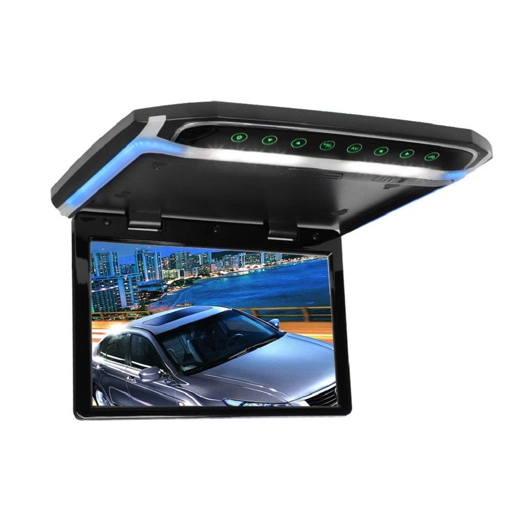 MiCarBa 12.1 inch Flip Down Monitor 1080P HD TFT LCD Roof Mount Monitor Ultra Thin Overhead Video Player for Car HDMI SD MP3 MP4 LED (CL1201HD-Black)