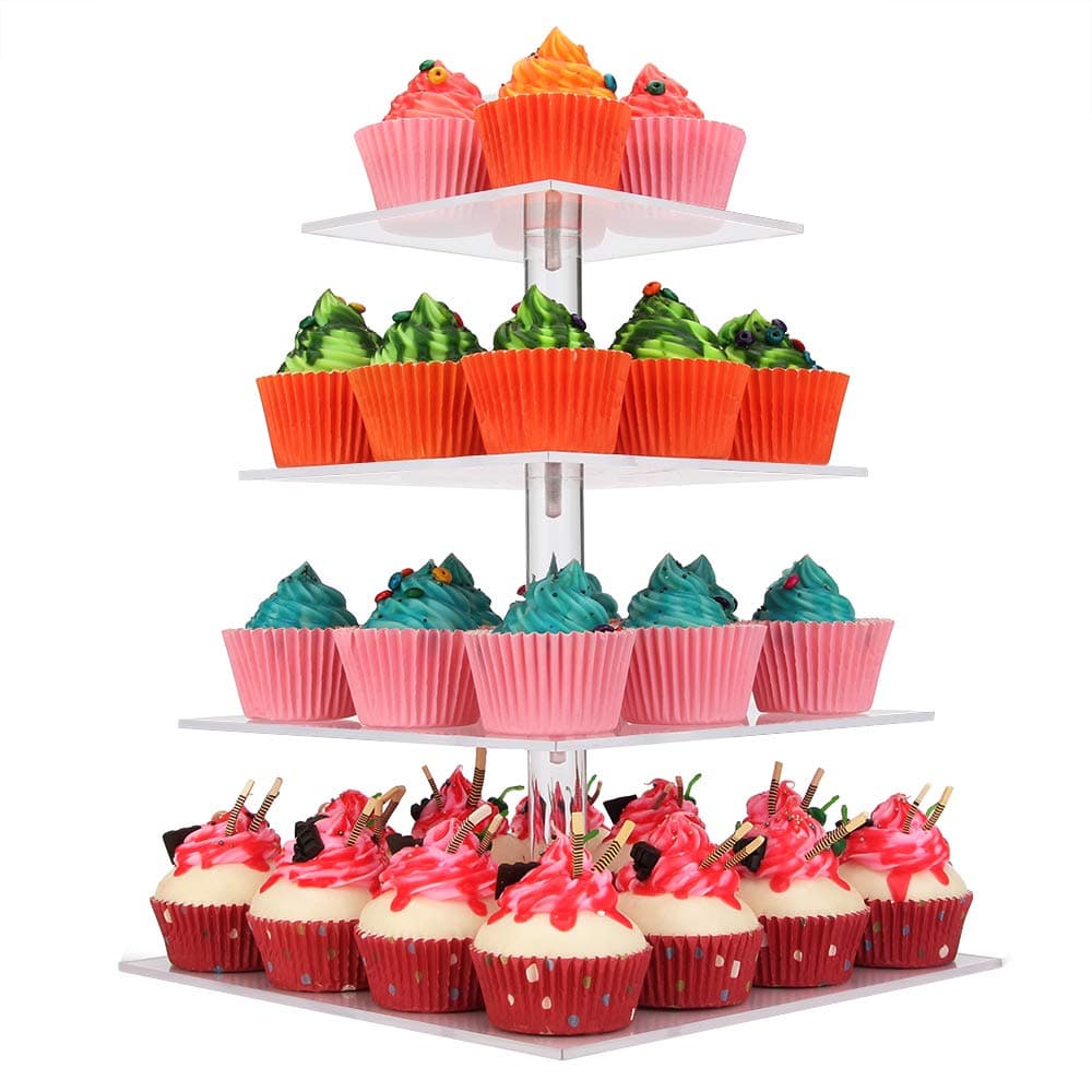 weddingwish 4 Tier Square Acrylic Cupcake Stand (New) … …