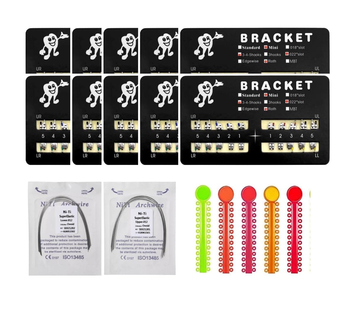 200pcs/Pack Teeth Model Mini Roth Brackets Roth 022 Slot Bondable with Hook on 345