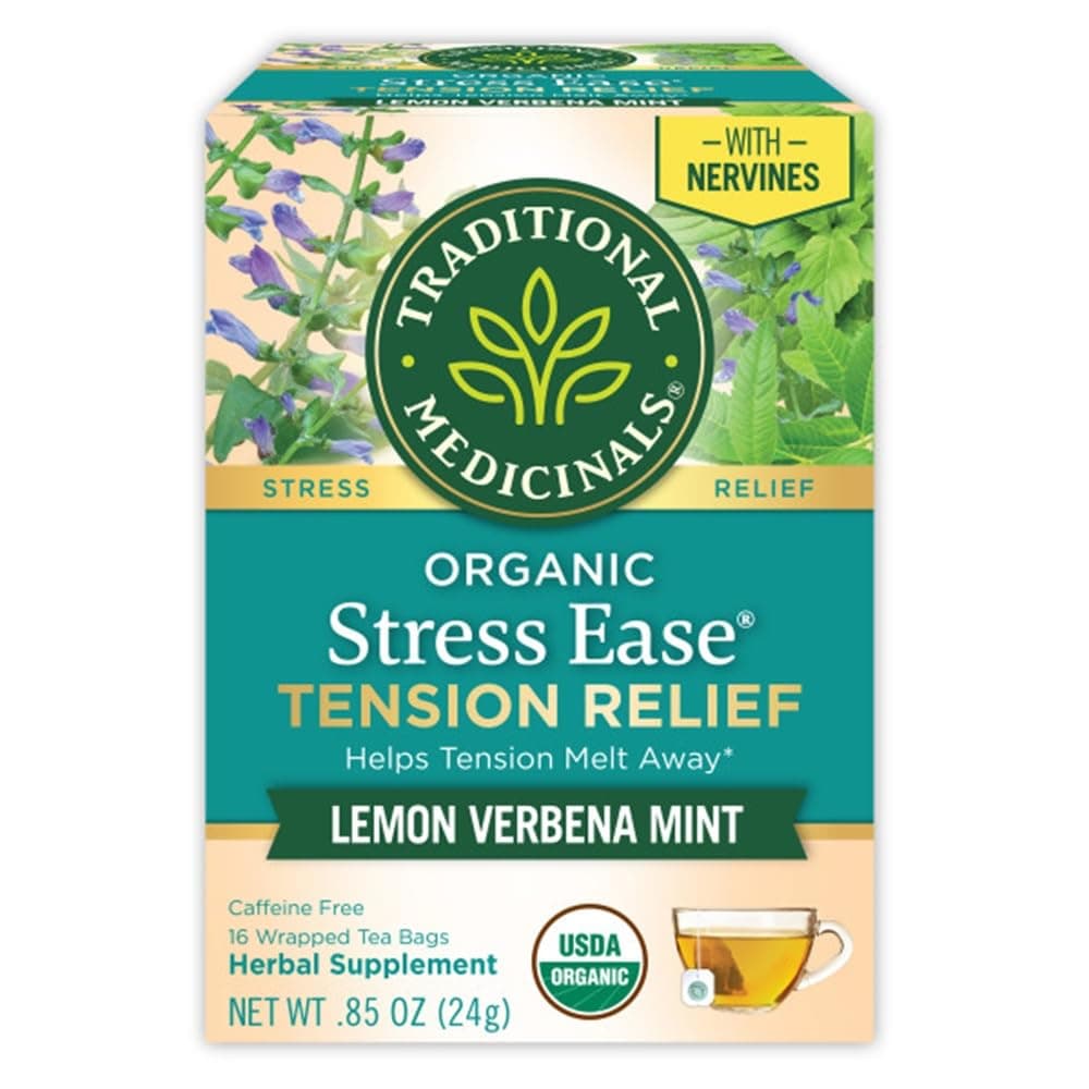 Traditional Medicinals Organic Stress Ease Lemon verbena mint Tea - 16 Bags