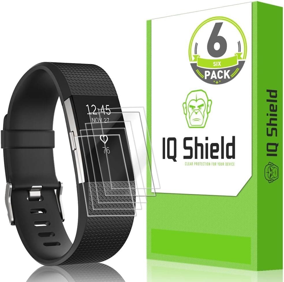 IQShield 6 Pack Screen Protector for Fitbit Charge 2,Easy Install, Ultra Thin, Smudge Resistant, Anti-Scratch,Anti-Bubble, Clear TPU Film