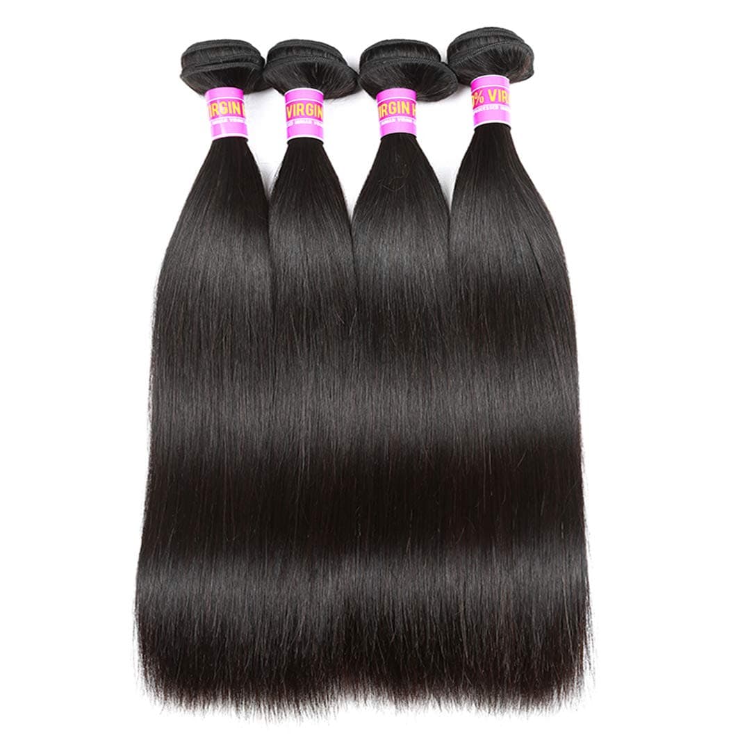 RN BEAUTY Brazilian Straight Virgin Hair 4 Bundles Deals Mink Unprocessed Remy Hair Good Cheap Weave Wefts Human Hair Extensions 50g/Piece 200Gram Natural Black Color 10 10 10 10 Inches
