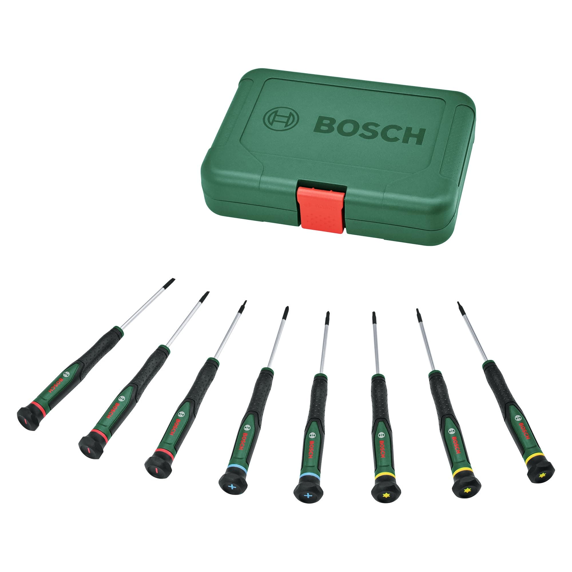 BOSCH Precision Screwdriver Set, 8-Piece with Storage Box - Magnetic Tips, Non-Slip Handle, Chrome Vanadium Steel Blades, Ideal for Electronics, Watches, Glasses & Small Repairs & DYF