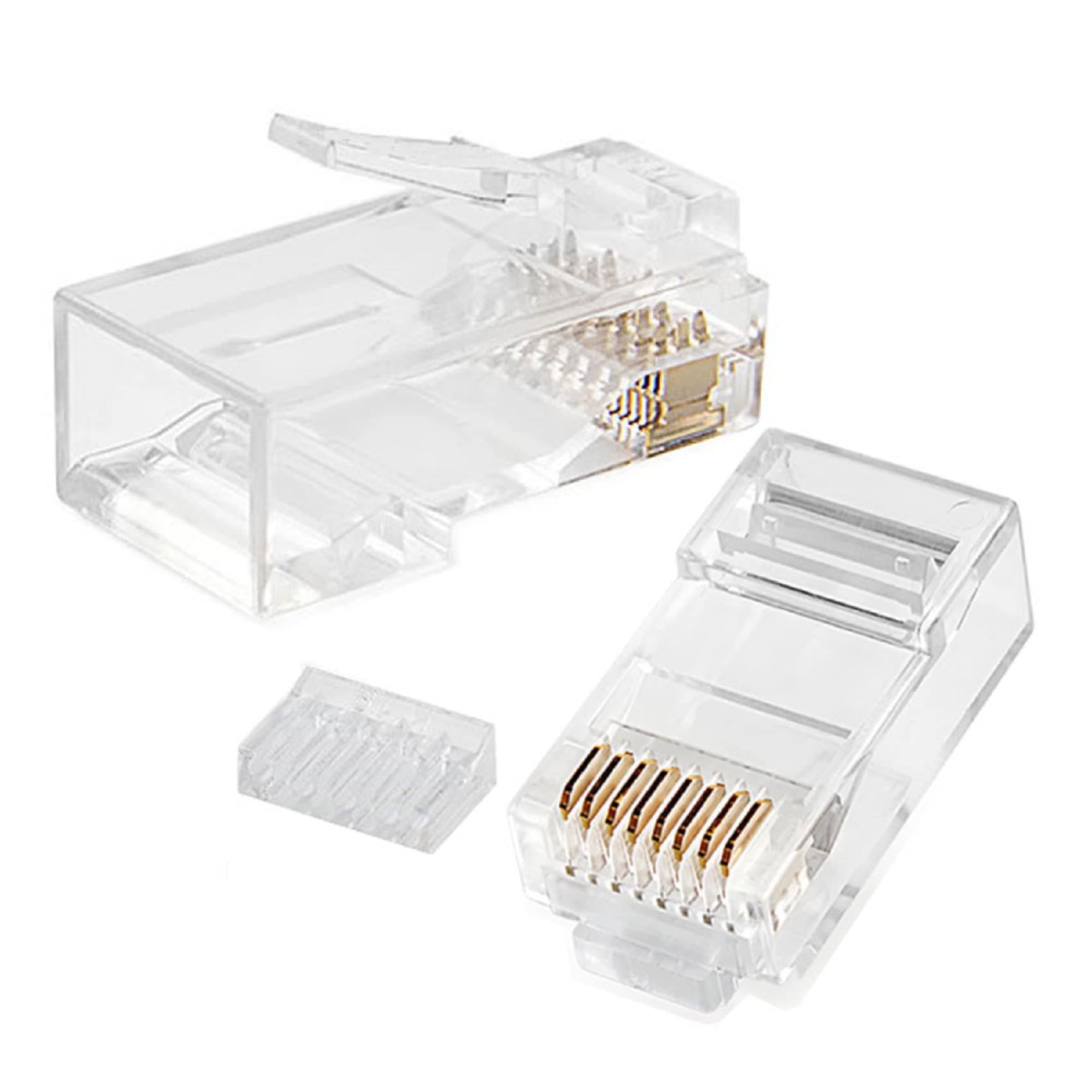 VBOR CAT6 2 Piece Set Unshielded RJ45 Connector 50μ Gold-Plated Plug Connector UTP 8P8C Ethernet Connector Modular Plug (50 Set Pack)