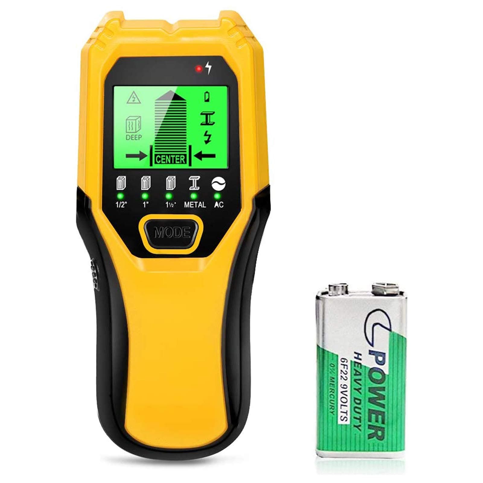 Stud Finder Wood Metal Detector - 5 in 1 Electronic Stud Sensor Wall Scaner Beam Joist Finders Wall Detector Edge Center Finding with Battery LCD Display for Wood Live AC Wire Metal Studs Detection