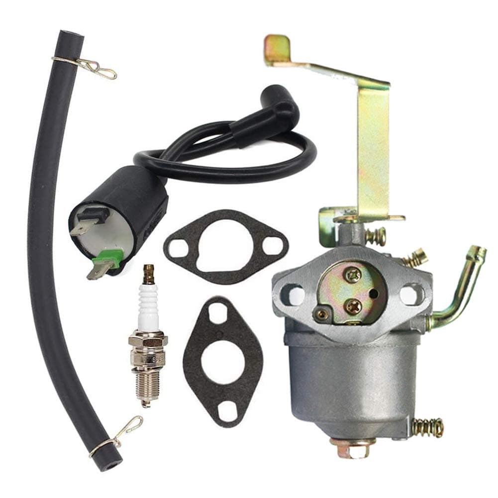 60338 Carburetor Ignition Coil Spark Plug kit for Harbor Freight Chicago Electric Storm CAT 700 800 900 Watts 2hp 63cc 60338 66619 69381 Generator
