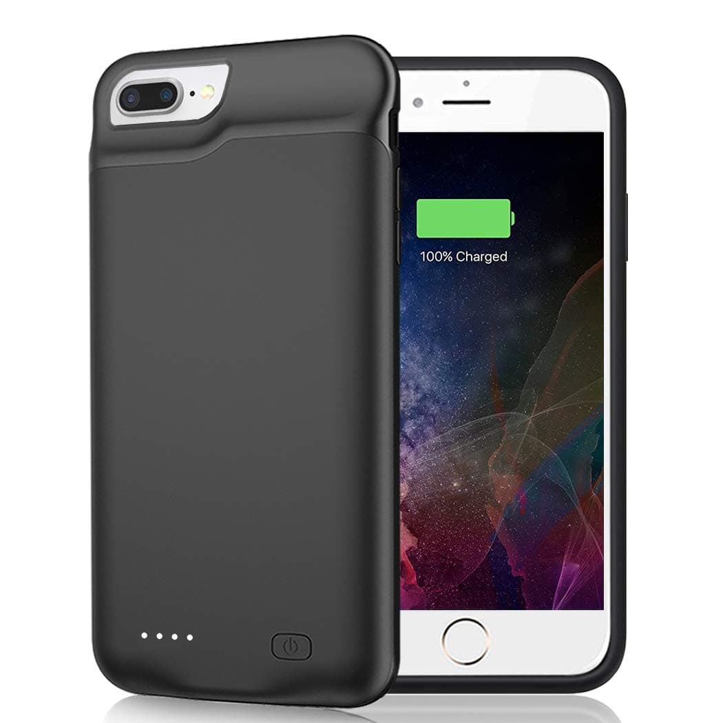 Battery Case for iPhone 8 Plus/7 Plus/6 Plus/6s Plus, 6500mAh Portable Rechargeable Battery Pack Charging Case Made for iPhone 6s Plus/6 Plus/7 Plus/8 Plus (5.5 inch) External Charger Case-Black