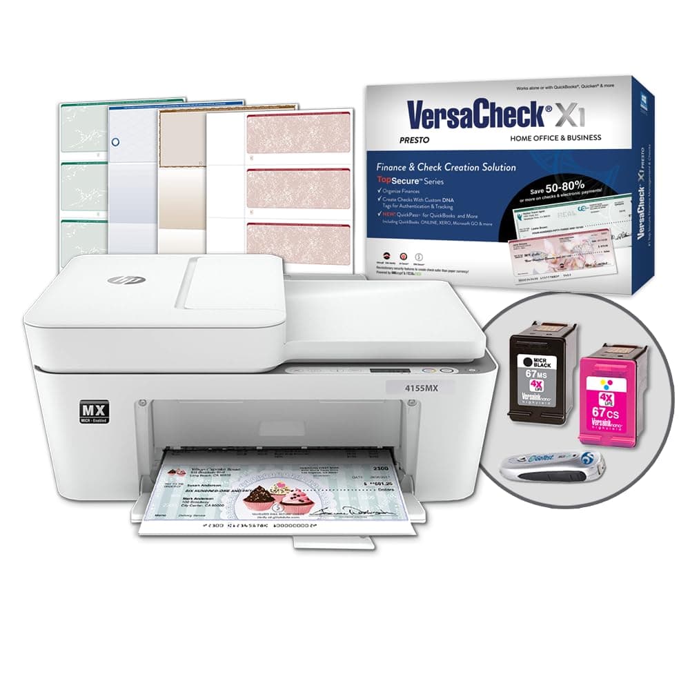 VersaCheck HP DeskJet 4155 MXE MICR All-in-One Printer Presto Printing Software Bundle