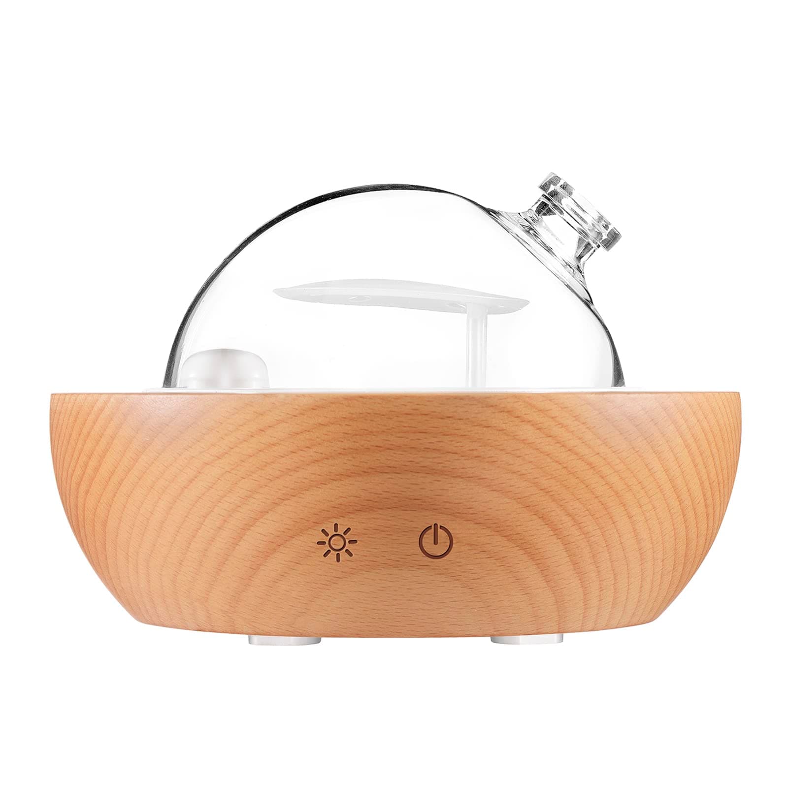 Glass Essential Oil Diffuser,Real Wood Base,The 2025 Upgrade Aromatherapy Diffuser,Aroma Diffuse Humidifier,LED Light in 7 Colors,Suitable for Home Office Bedroom(Non-Glass Reservoir)