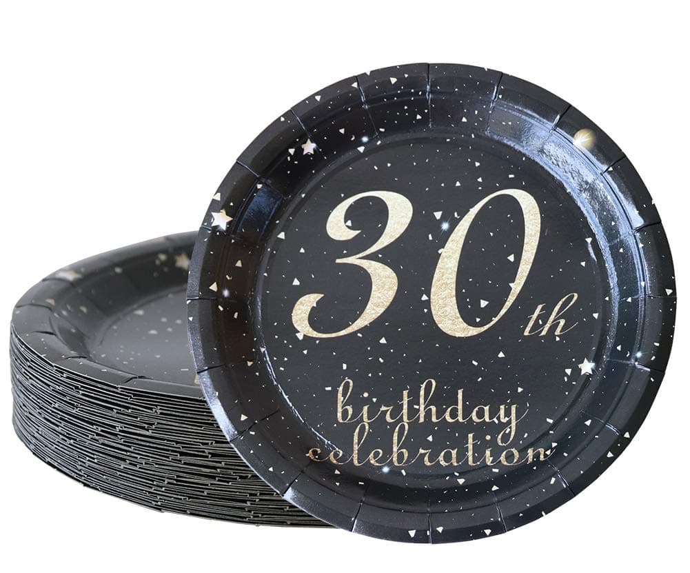 30th birthday decorations party supplies set,30th birthday gifts for women or men, 50 piece paper plates,9 x 9 Inches. (30)