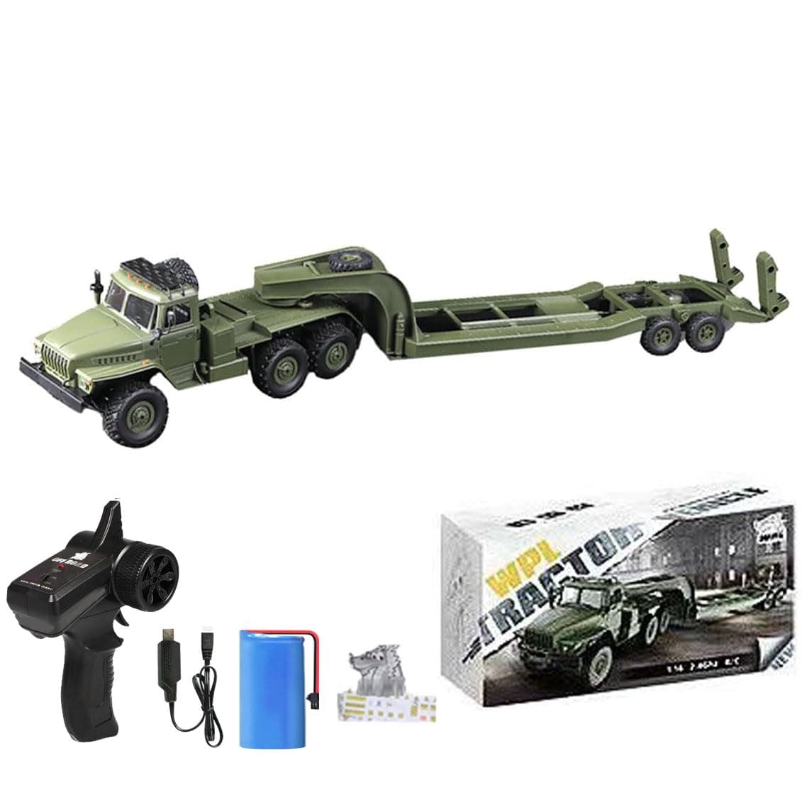 RC Semi Truck, 2.4Ghz 6WD Remote Control Army Truck Trailer, 41.3 Inch Large Size RC Car Toy, 1/16 Scale Tractor, Remote Control Electric Transport Vehicle Toy car for boy Gifts