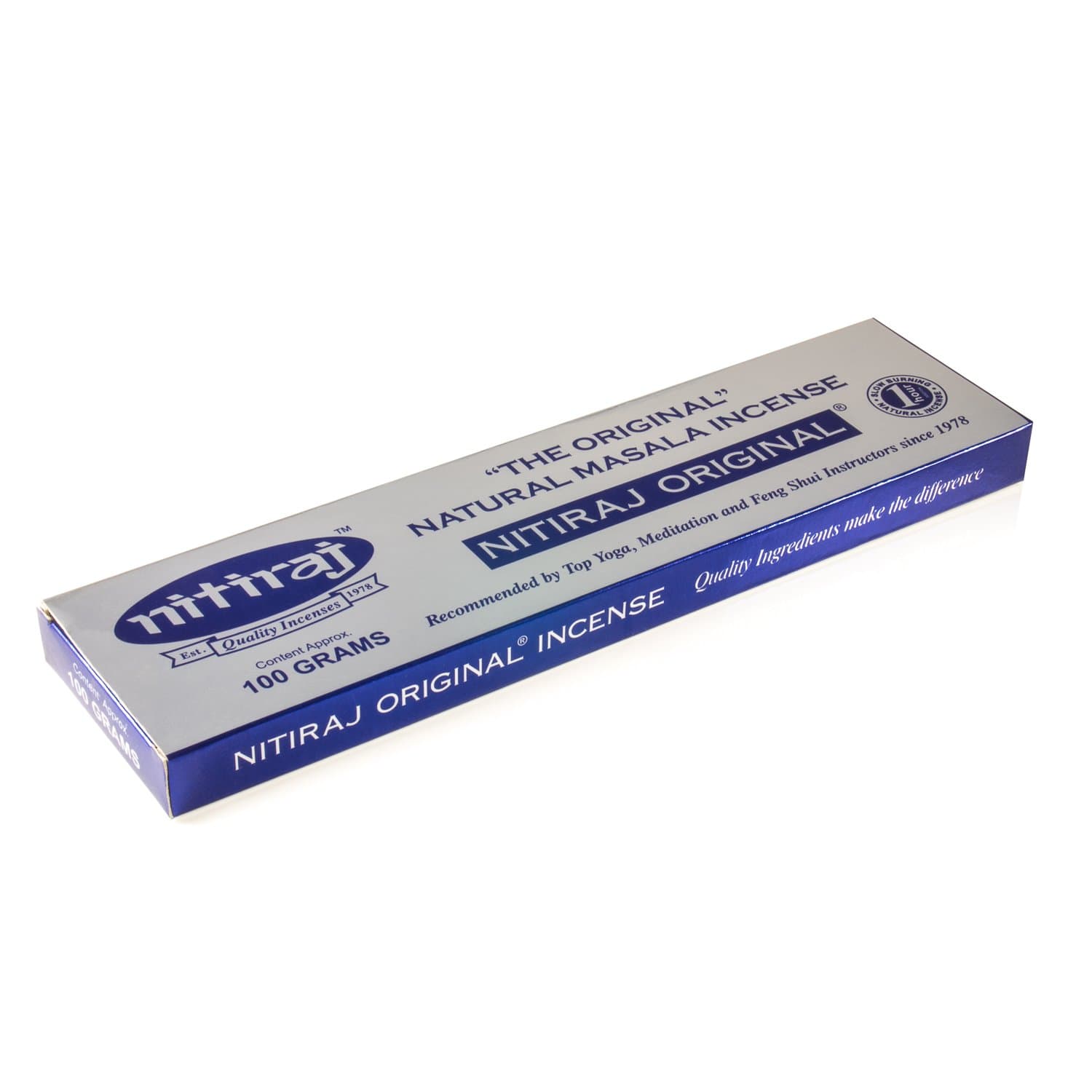 Nitiraj Original Quality Masala Natural Incense Sticks 100g (Silver and Blue Pack) Big Box Recommended For Yoga - Meditation - Space Clearing-Yoga Accessories - Reiki