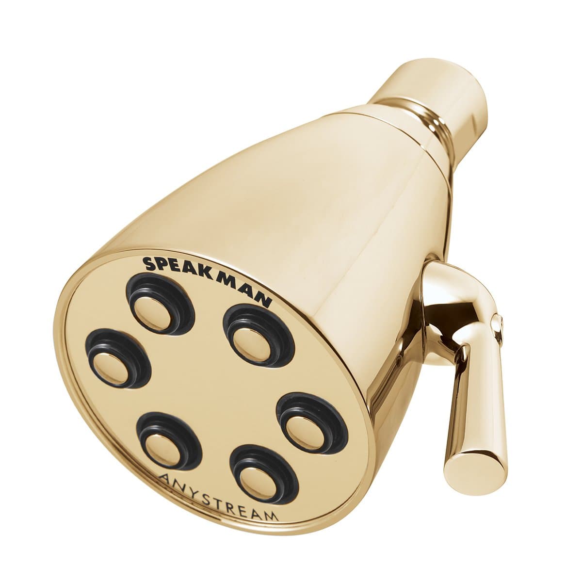 - Speakman S-2252-PB-E2 Polished Solid Brass Shower Head, 3 Settings, Anystream Technology, Low Maintenance, Efficient