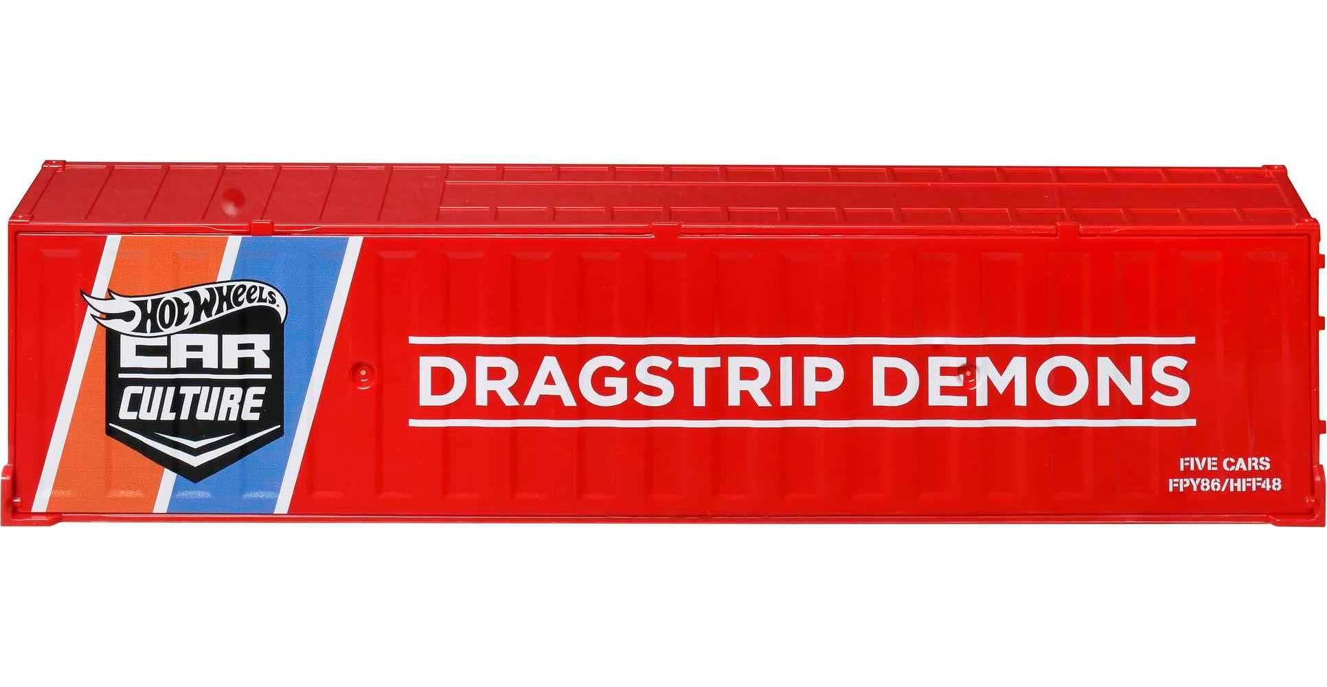 Hot Wheels Premium Toy Cars & Trucks, Lion’s Roar Container Set with 5 Die-Cast 1:64 Scale Drag Racing Vehicles in Collectable Display Container