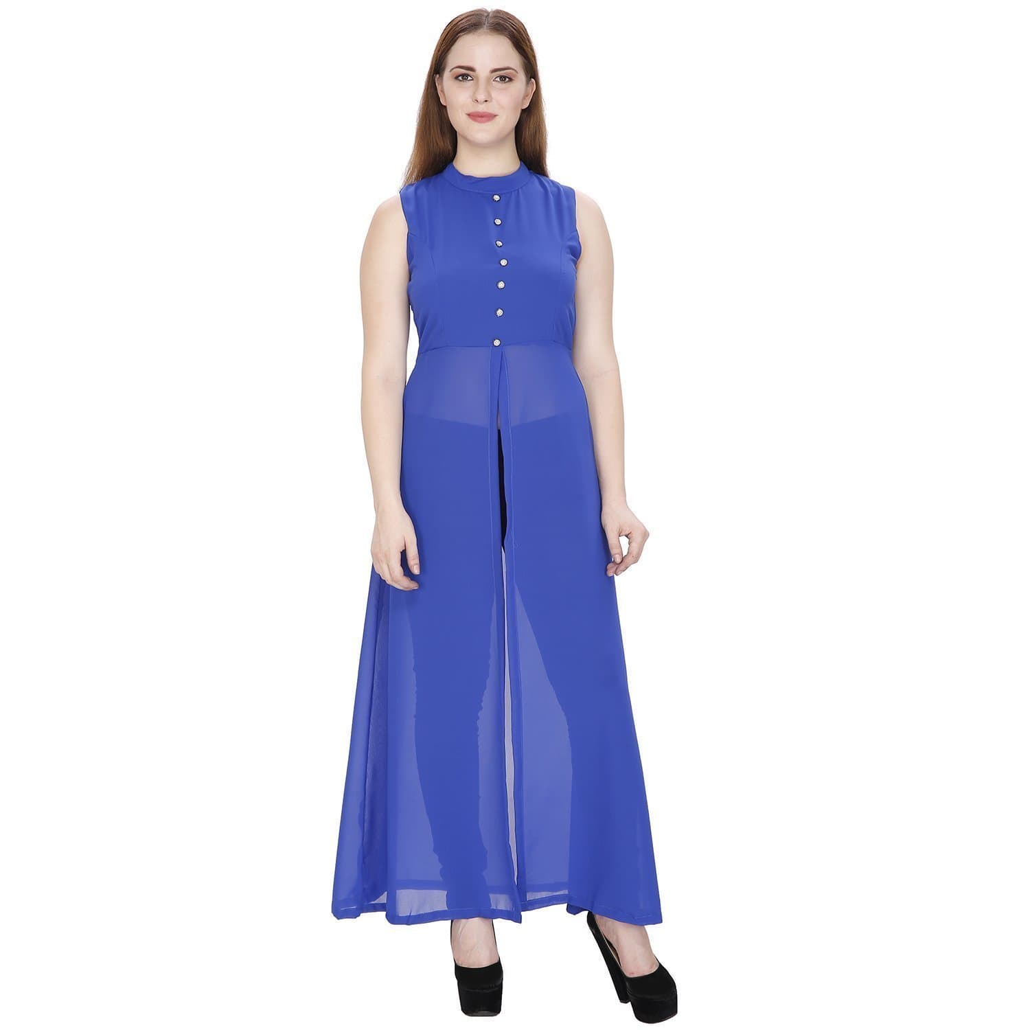 My Swag Women's A-Line Maxi Dress (DRS-00134-BU_XL_Blue_X-Large)