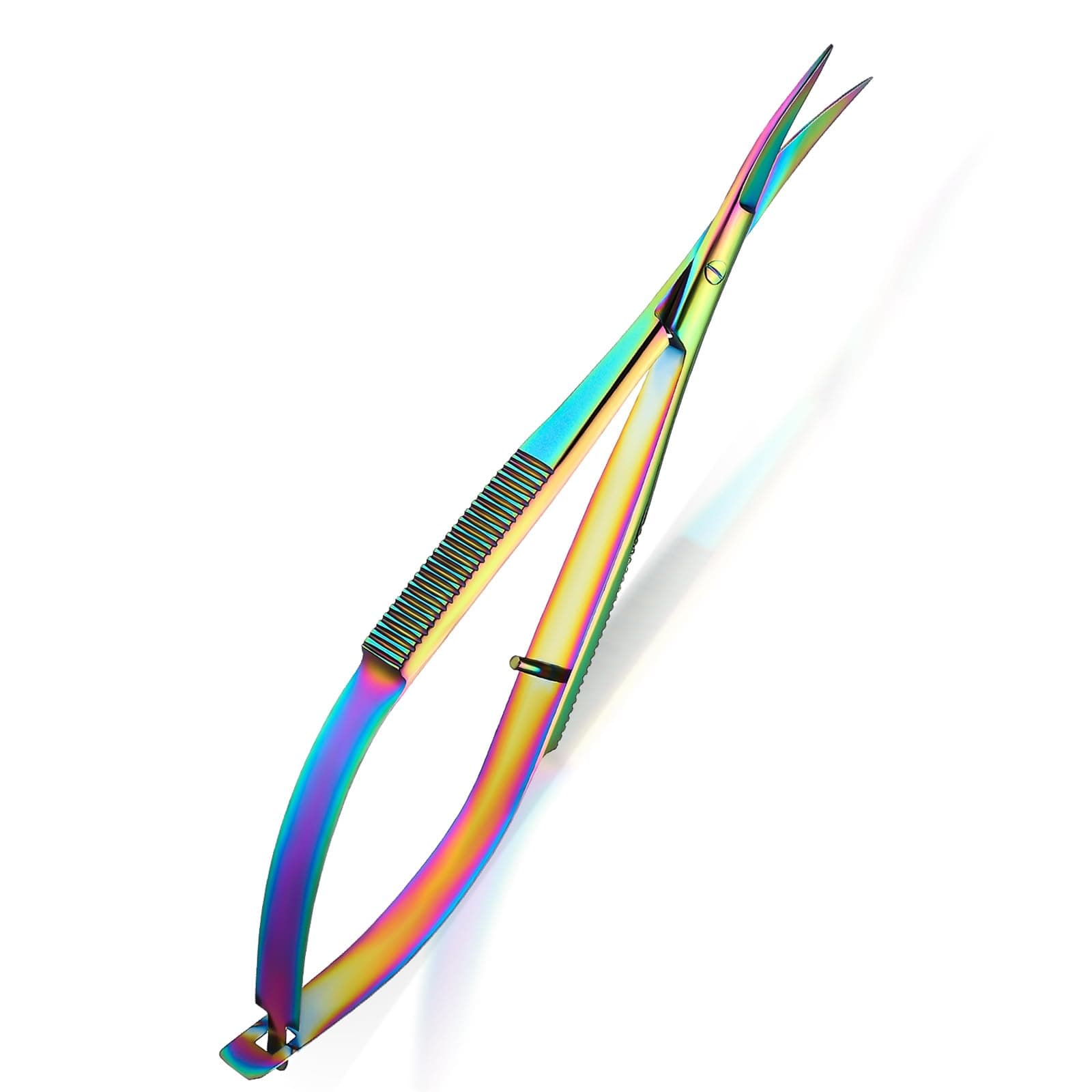 Hicarer 4.7 Inch Curved Stainless Steel Squeeze Scissors Grooming Trimming Scissors Eyebrow Embroidery Sewing Thread Snips Curved Tip Clippers Craft(Multicolor)
