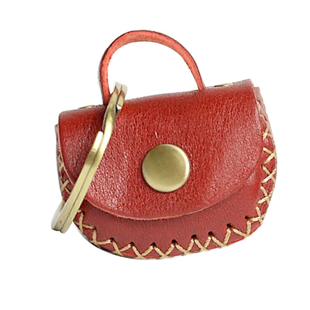 Genuin Cow Leather Coin Purse Pouch Keychain Vintage Handmade Mini Handbag Key Ring Pouch
